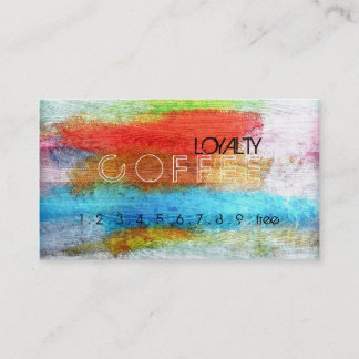 Carte De Fidélité Loyauté Punch café coloré bois moderne #47