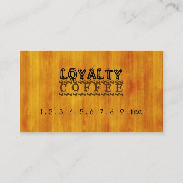 Carte De Fidélité Loyauté Punch café moderne grain de bois (Devant)