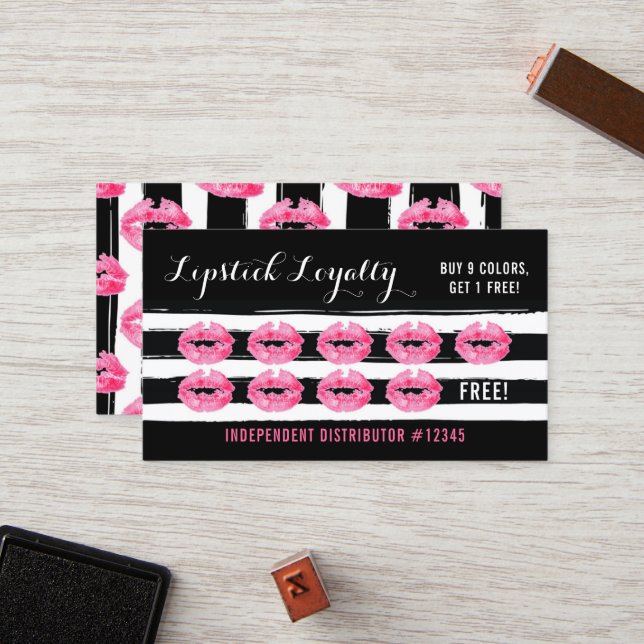 Carte De Fidélité Loyauté Punch Loyauté Distributeur Kiss Plain Back (Devant/Arrière en situation)