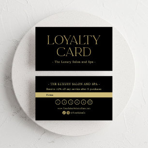 Carte De Fidélité Luxe Noir et Or Faux Client Haut de Gamme