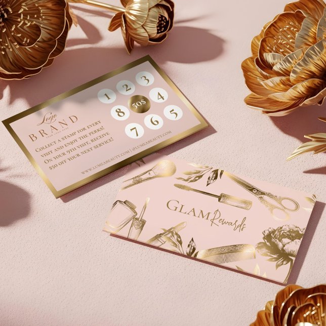 Carte De Fidélité Luxury Gold Beauty Salon Hair Makeup Nail Studio (Luxury Gold Beauty Salon Hair Makeup Nail Studio Loyalty Card)