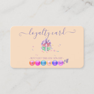 Carte de fidélité Macarons à l'aquarelle moderne C