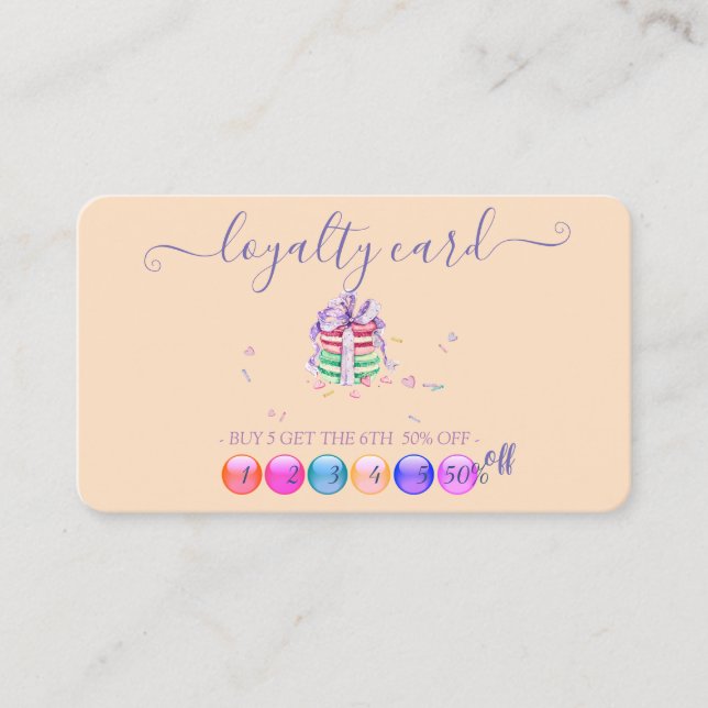 Carte de fidélité Macarons à l'aquarelle moderne C (Devant)