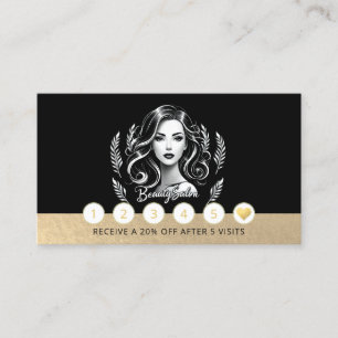 Carte De Fidélité Maquillage Artiste Coiffure Stylo moderne Noir Bla