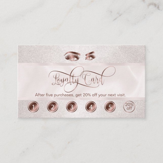 Carte De Fidélité Maquillage Artiste Eyebrow Eyes Lashes Rose Gold (Devant)