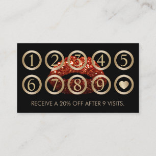 Carte De Fidélité Maquillage Artiste Parties scintillant Rouge Lièvr