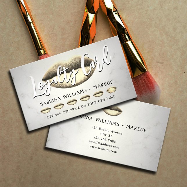 Carte de fidélité maquillage des lèvres d'or (Créateur téléchargé)