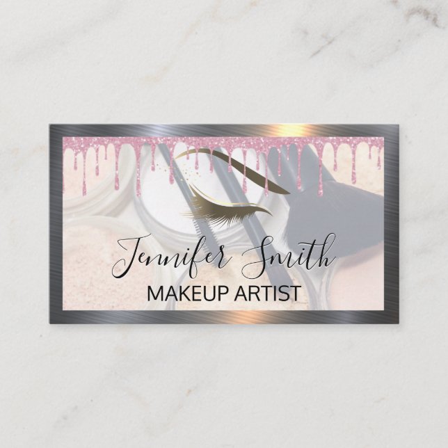 Carte De Fidélité Maquillage et brosses Parties scintillant goutte à (Devant)