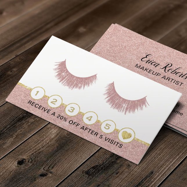 Carte De Fidélité Maquillage Eyelash Artiste Rose Parties scintillan (Créateur téléchargé)