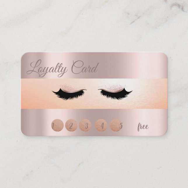 Carte de fidélité Maquillage Moderne Rose Gold, Fa (Devant)
