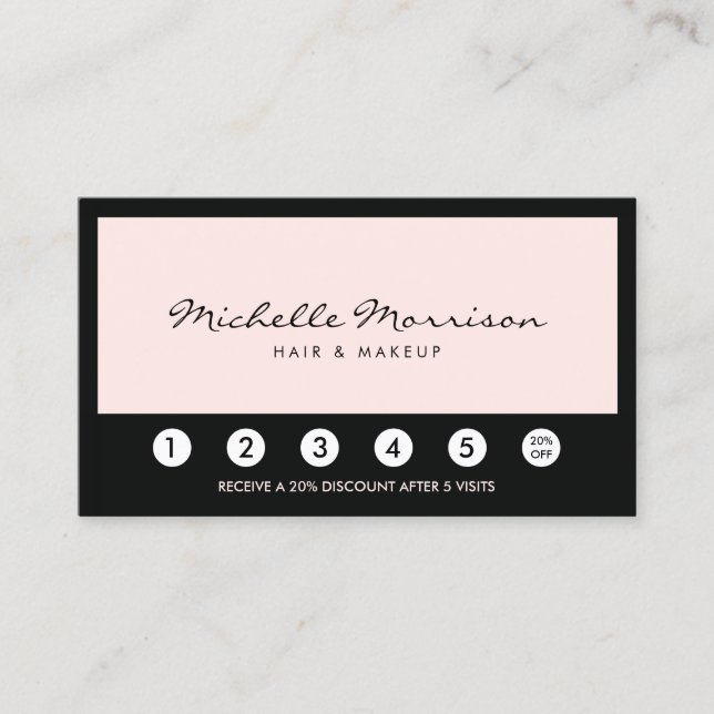 Carte de fidélité maquillage rose vintage et beaut (Devant)