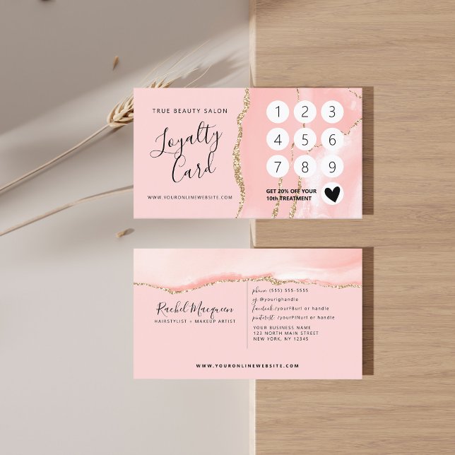 Carte De Fidélité Marbre d'agate rose pâle (Créateur téléchargé)