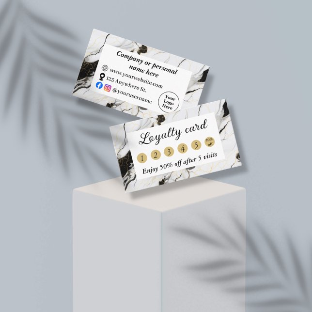 Carte De Fidélité Marbre noir et blanc (Créateur téléchargé)