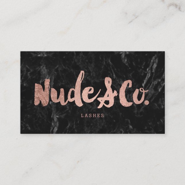 Carte De Fidélité Marbre rose de noir de typographie d'or de (Devant)