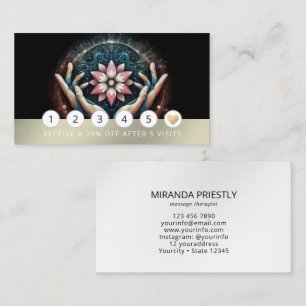 Carte De Fidélité Massage Thérapie Guérison Mains Énergie Spa Bien-ê