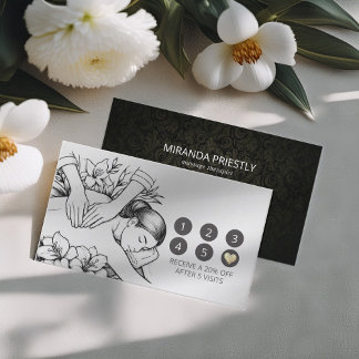 Carte De Fidélité Massage Thérapie Guérison Mains Énergie Spa Bien-ê