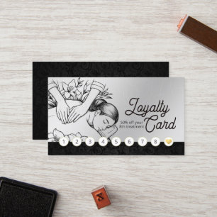 Carte De Fidélité Massage Thérapie Guérison Mains Énergie Spa Bien-ê