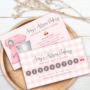 Carte De Fidélité Mélangeur de boulangerie rose blush à carreaux gin