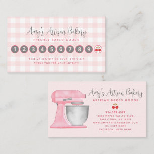Carte De Fidélité Mélangeur de cuisine rose blush carreaux gingham b