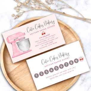 Carte De Fidélité Mélangeur de cuisine rose blush Pâtisserie boulang