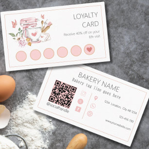 Carte De Fidélité Mélangeur de stand de boulangerie aquarelle