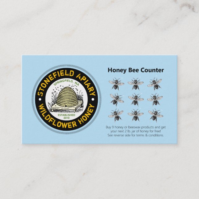 Carte De Fidélité Miel Bee Counter Bleu (Devant)