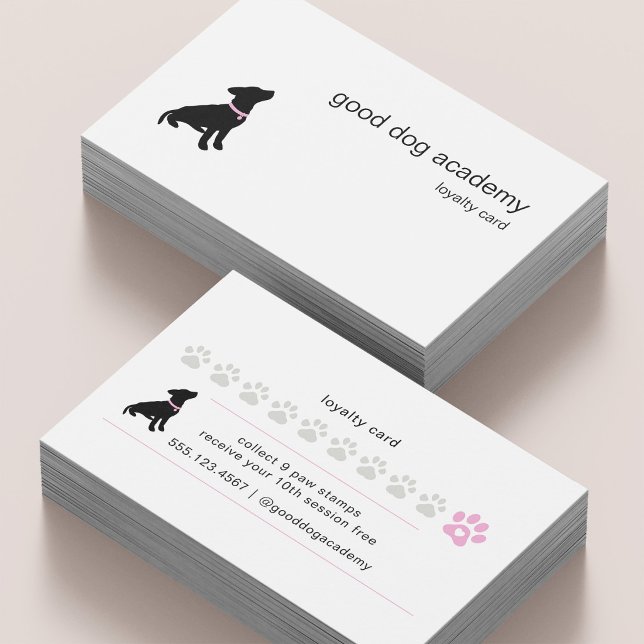 Carte De Fidélité Minimal Pet Silhouette Dog Trainer Reward (Créateur téléchargé)