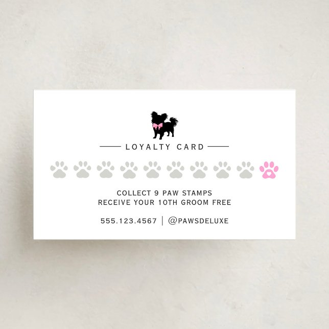 Carte De Fidélité Minimal Pet Silhouette Groomer Pet Salon Reward (Créateur téléchargé)