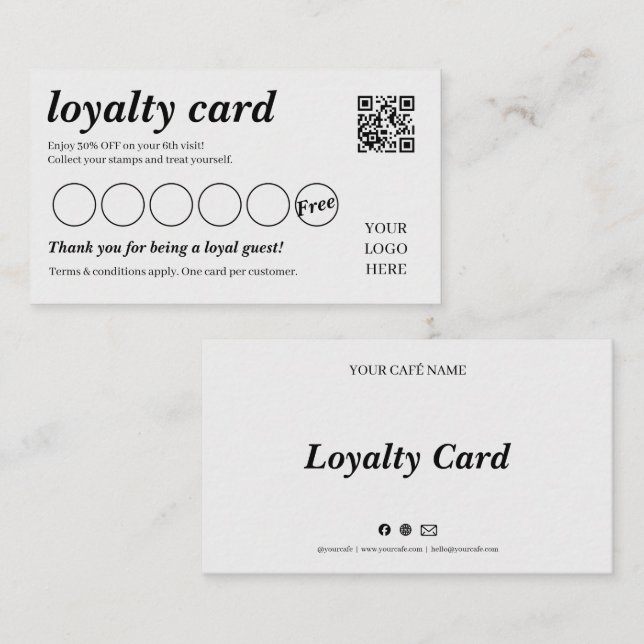 Carte de fidélité minimale pour café (Devant / Derrière)