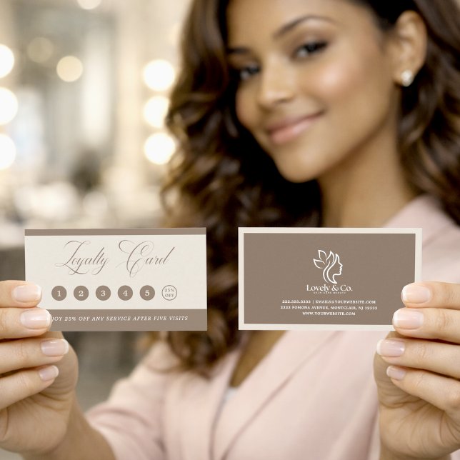 Carte De Fidélité Minimalist Neutral Beige Beauty Loyalty Card  (Créateur téléchargé)