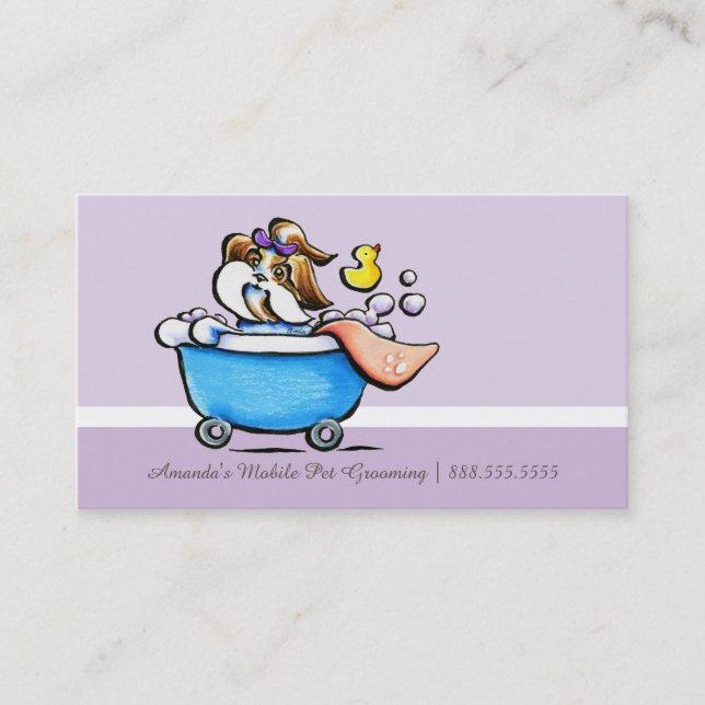 Carte De Fidélité Mobile Pet Groomer Shih Tzu Purple Loyalty Punch (Devant)