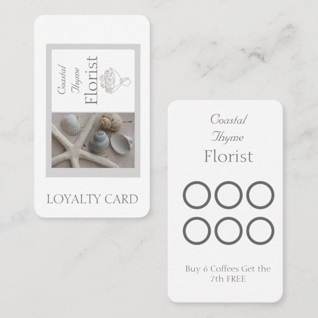 Carte De Fidélité Modèle de logo de fleuriste côtier éditable  (Devant / Derrière)