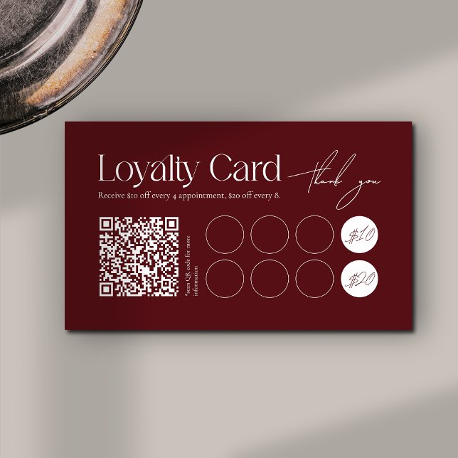 Carte De Fidélité Modern Dark Red Minimalist Loyalty Card (Créateur téléchargé)