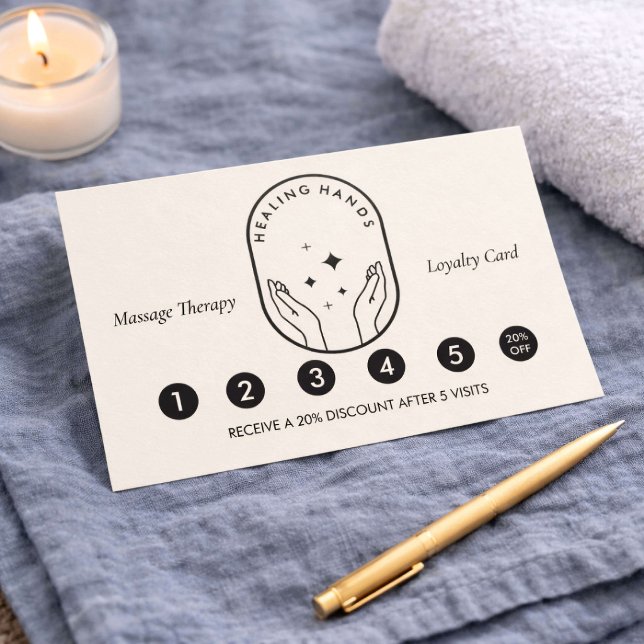 Carte De Fidélité Modern Healing Hands Massage Ivory Loyalty Card (Créateur téléchargé)