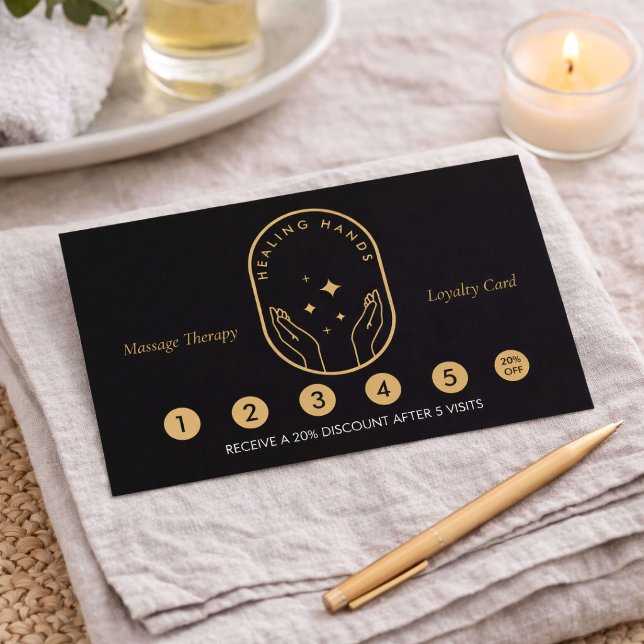 Carte De Fidélité Modern Healing Hands Massage Therapy Loyalty Card (Créateur téléchargé)
