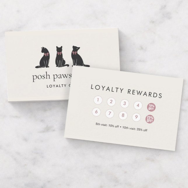 Carte De Fidélité Modern Neutral Cat Grooming Loyalty Card (Créateur téléchargé)