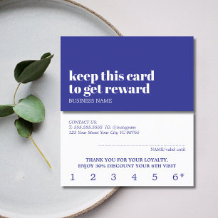 Carte De Fidélité Moderne Bleu Profond Blanc Beauté Bold Salon