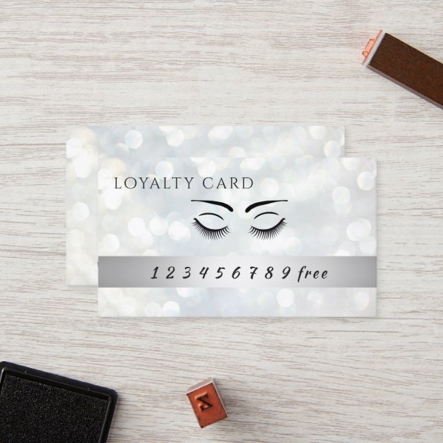 Carte de fidélité moderne bokeh cils & sourcils (Devant/Arrière en situation)