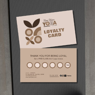 Carte De Fidélité Moderne Elegant Beige Brown Aesthétique Yoga Studi