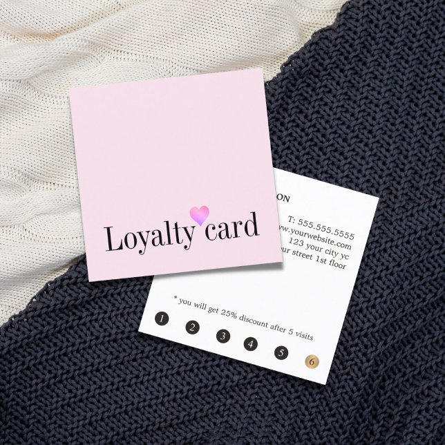 Carte De Fidélité Moderne Elegant Blanc Rose Coeur Beauté Loyauté (Créateur téléchargé)