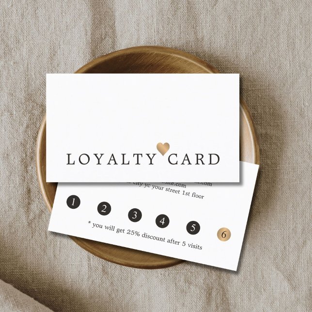 Carte De Fidélité Moderne Elégant Faux Gold Heart Beauté Loyauté (Créateur téléchargé)