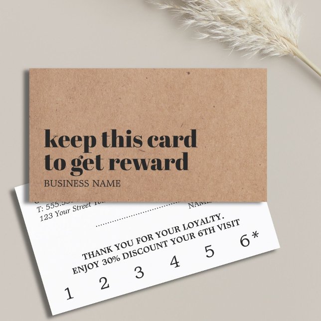 Carte De Fidélité Moderne Imprimé Kraft noir blanc Beauté Bold Salon (Créateur téléchargé)