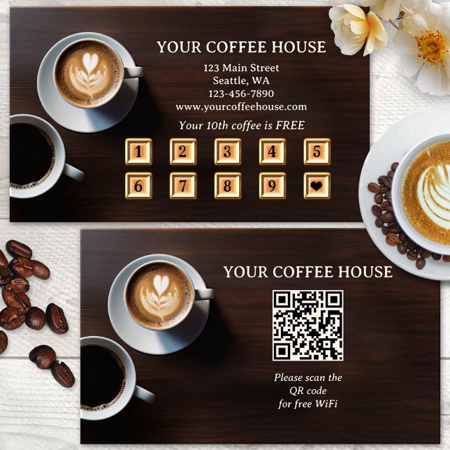 Carte de fidélité moderne pour café avec code QR (Créateur téléchargé)