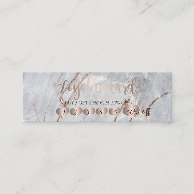 Carte De Fidélité Moderne professionnel élégant Rose Gold Hearts Mar (Devant)