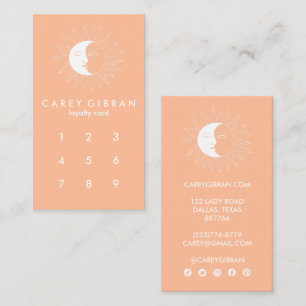Carte De Fidélité Moon & Sun Chic Élégant Ligne Dessin Poche Fuzz