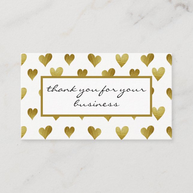 Carte De Fidélité Motif Gold Heart (Devant)