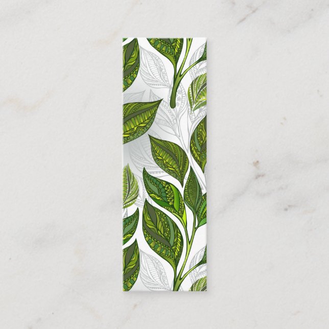 Carte De Fidélité Motif sans couture avec Feuilles de thé vert (Devant)