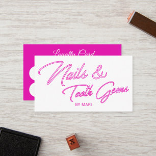 Carte De Fidélité Nails & Tooth Gems Neon Pink Salon Loyalty Punch