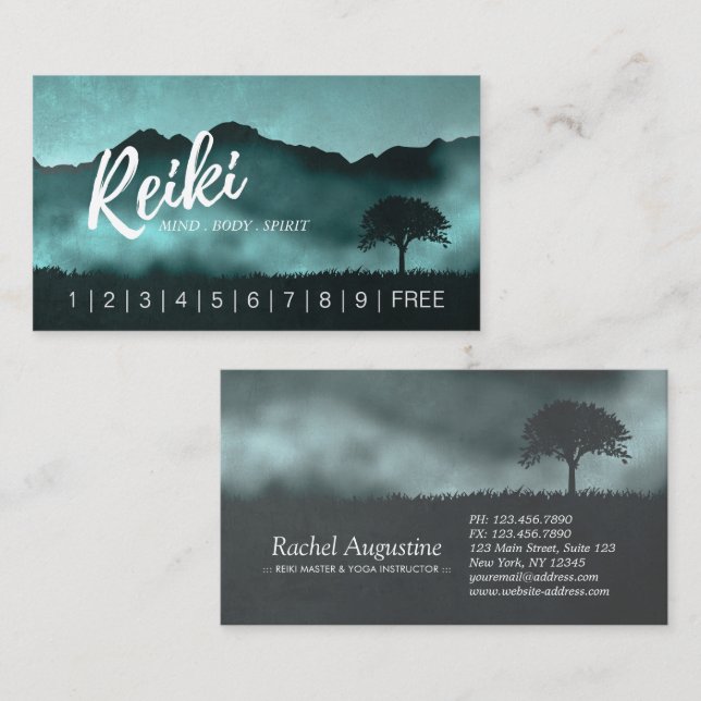 Carte De Fidélité Natural Reiki Master Yoga instructeur Loyalty Punc (Devant / Derrière)