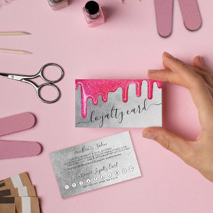 Carte De Fidélité Neon Pink Silver Épais Parties scintillant Lecteur